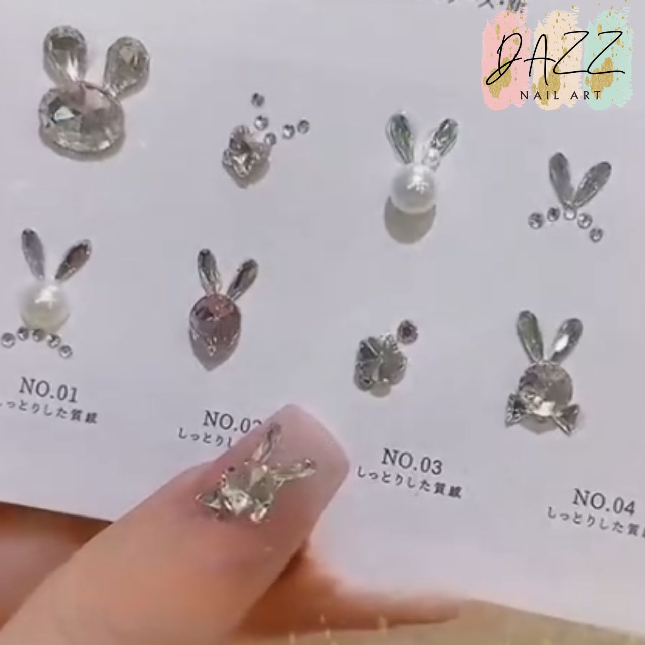 Rabbit-Inspired DIY Nail Art Charms and Rhinestones Collection